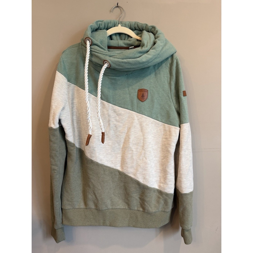Wanakome Selene Leaf Green Colorblock Hoodie Cowl Neck XL